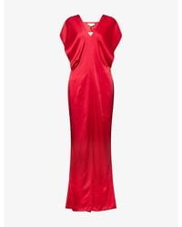 Stella McCartney - V-Neck Sleeveless Satin Gown - Lyst