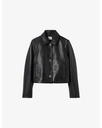 Claudie Pierlot - Clasp-Front Side-Pocket Leather Jacket - Lyst