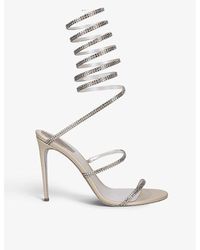 Rene Caovilla - Cleo Crystal-embellished Satin Leather Heeled Sandals - Lyst