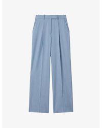 Reiss - June Pleated Wide-leg Mid-rise Woven Trousers - Lyst