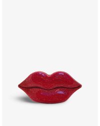 Judith Leiber - Hot Lips Crystal-embellished Brass Clutch Bag - Lyst