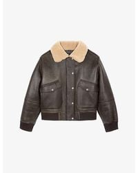 The Kooples - Short Contrast-Collar Leather Jacket - Lyst