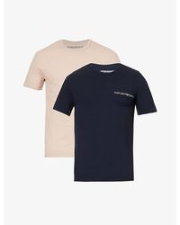 Emporio Armani - Pack Of Two Crewneck Cotton-jersey T-shirts - Lyst