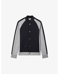 Reiss - Vy/grey Pelham Colour-blocked Stretch-woven Jacket - Lyst