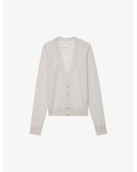 Zadig & Voltaire - Jemmy V-neck Diamante-button Wool Cardigan - Lyst