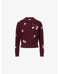 Erdem - Floral-Embroidered Merino Wool Jumper - Lyst