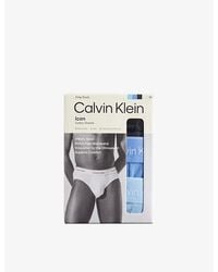 Calvin Klein - Icon Logo-Waistband Pack Of Three Stretch-Cotton Hip Briefs - Lyst