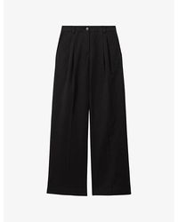 Reiss - Astrid Wide-leg High-rise Stretch-cotton Trousers - Lyst