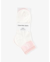 Calvin Klein - Branded Pack Of Two Cotton-Blend Ankle Socks - Lyst