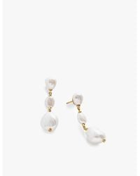 Monica Vinader - Nura Triple Pearl 18Ct-Plated Vermeil Sterling- Drop Earrings - Lyst