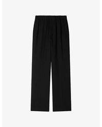 Sandro - Elasticated-Waist Wide-Leg Stretch-Woven Trousers - Lyst
