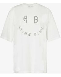 Anine Bing - Kent Ribbed-trim Cotton-jersey T-shirt - Lyst