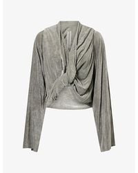 Rick Owens - Twisted-Front Velvet Silk-Blend Top - Lyst