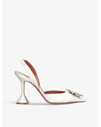 AMINA MUADDI - Begum Crystal-Embellished Slingback Leather Mules - Lyst