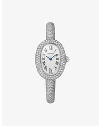 Cartier - Baignoire Small Model 18Ct- Rhodium-Plated And 3.07Ct Brilliant-Cut Diamond Quartz Watch - Lyst