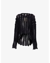 Uma Wang - Distressed Semi-sheer Cotton-blend Knitted Top - Lyst