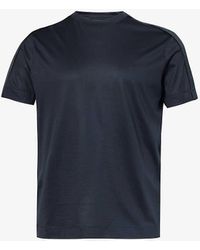 Emporio Armani - Blu Vy Brand-tape Regular-fit Jersey T-shirt X - Lyst