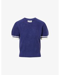 The Couture Club - Contrast-Stripe Short-Sleeves Knitted Top - Lyst