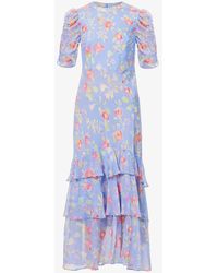 RIXO London - Evelyn Ruffled Floral-print Crepe Maxi Dress - Lyst