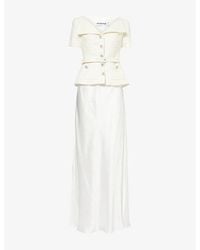 Self-Portrait - Panelled Bouclé And Satin Tailored Maxi Dress - Lyst