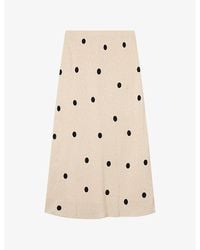 Whistles - Polka-Dot Jacquard Satin Midi Skirt - Lyst