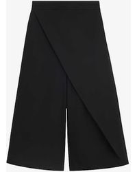 Loewe - Wrap-over Wide-leg Mid-rise Cotton-blend Cropped Trousers - Lyst