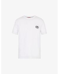 Valentino Garavani - Vlogo Brand-embroidered Cotton-jersey T-shirt - Lyst
