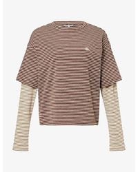 The Couture Club - Double Layer Stripe Long-Sleeve Woven T-Shirt - Lyst