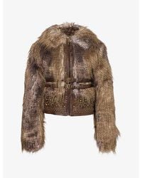 Jaded London - Imber Studded Faux-Fur And Faux Leather Jacket - Lyst