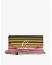 Christian Louboutin - /gold Loubi54 Satin And Leather Clutch Bag - Lyst