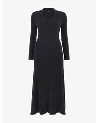 Whistles - Ribbed Cotton And Cashmere Midi Dress - Lyst