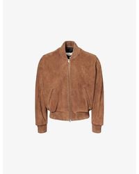 Ami Paris - Logo-Embossed Suede Bomber Jacket - Lyst