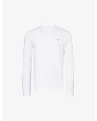 Emporio Armani - Brand-patch Long-sleeved Cotton-jersey T-shirt X - Lyst