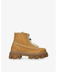 Ganni - Cleated Faux-Leather Ankle Boots - Lyst