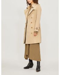 Burberry Womens Beige Check The Heritage Chelsea Cotton-gabardine Trench Coat - Natural