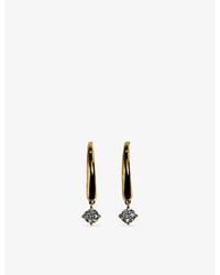 Astrid & Miyu - Crystal Charm 18Ct Plated Sterling- Hook Hoop Earrings - Lyst