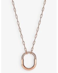 Tiffany & Co. - Tiffany Lock 18ct Rose-gold And 0.33ct Round-brilliant Diamond Pendant Necklace - Lyst