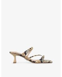 Steve Madden - Ajay Printed Heeled Leather Sandals - Lyst