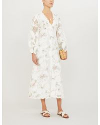 Zimmermann Zinnia Floral-print Woven Midi Dress - White