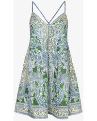 Zimmermann - Ottie Paisley-print Linen Mini Dress - Lyst