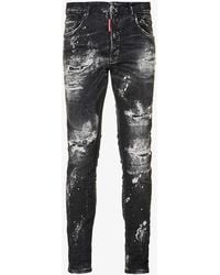 DSquared² - Skater Paint-print Slim-fit Stretch-cotton Blend Denim Jeans - Lyst