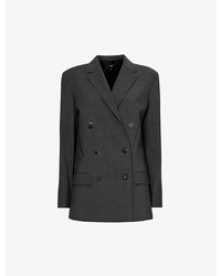 Theory - Double-breasted Notched-lapel Boxy-fit Wool-blend Blazer - Lyst
