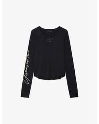 Zadig & Voltaire - Concert Crush Graphic-print Long-sleeve Cotton T-shirt - Lyst