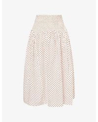 Damson Madder - Layla Polka-Dot Cotton Midi Skirt - Lyst