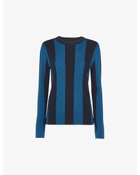 Whistles - Striped Round-neck Cotton And Recycled Polyester-blend Jumper - Lyst