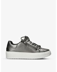 Carvela Kurt Geiger - Enchanted Glitter-lace Metallic Faux-leather Low-top Trainers - Lyst