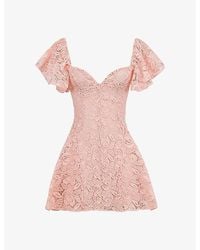House Of Cb - Verity Sweetheart-Neck Lace-Embroidered Woven Mini Dress - Lyst