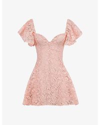 House Of Cb - Verity Sweetheart-Neck Lace-Embroidered Woven Mini Dress - Lyst