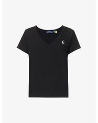 Polo Ralph Lauren - Logo-Embroidered V-Neck Cotton-Jersey T-Shirt - Lyst
