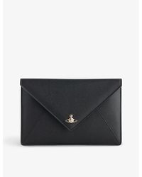 Vivienne Westwood - Logo-plaque Envelope Leather Clutch - Lyst